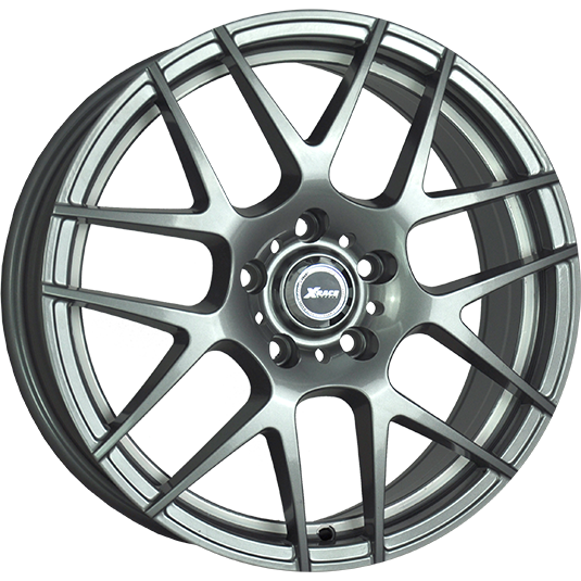 фото диска X-RACE R16 ET37,5 DIA63,3 PCD:4/108 ТЕМНО-СЕРЫЙ С БЕЛОЙ ПОЛОСОЙ ПО ОБОДУ ВНУТРИ