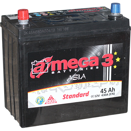фото акб A-MEGA Standard 6СТ-45 АчА 
 обратная