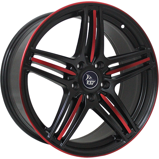 фото диска YST R15 ET40 DIA60,1 PCD:4/100 черный матовый+красный