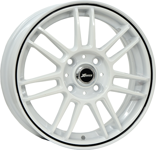 фото диска X-RACE R14 ET35 DIA58,6 PCD:4/98 белый с черной полировкой и плоской внутренней частью обода