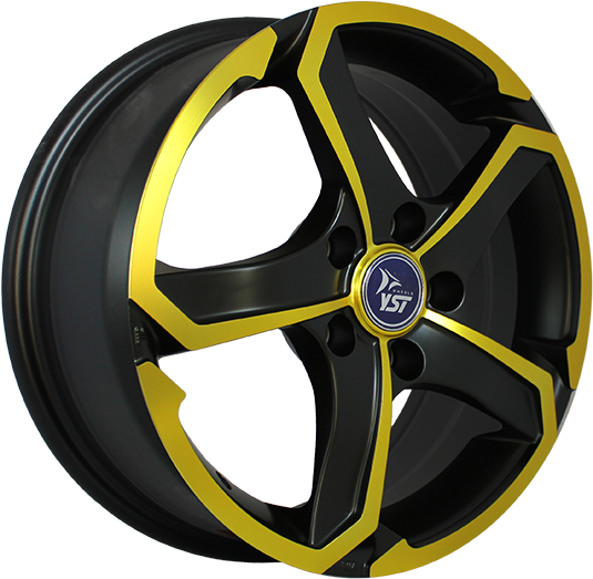 фото диска YST R16 ET38 DIA67,1 PCD:5/114,3 черный матовый+желтый