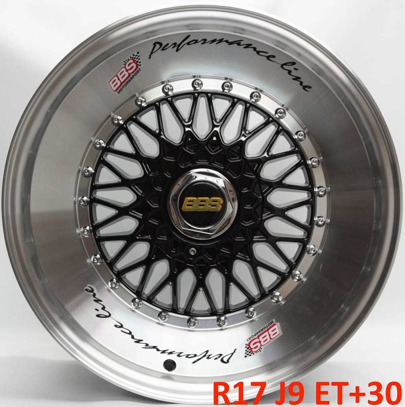 фото диска BBS R17 ET30 DIA73,1 PCD:4/100 чёрный + серебряные болты + полированный обод